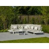 Ibiza hjørnesofa med sidehylder i lava sort og hvid. Outdoor hynder.