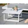 Ibiza hjørnesofa med sidehylder i lava sort og hvid. Outdoor hynder.