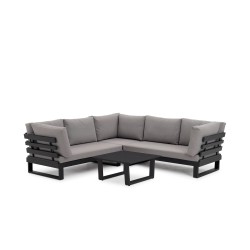 LIFE Ibiza hjørnesofa med lys grå all weather hynder. Vedligeholdelsesfrit
