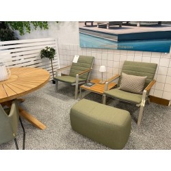 TILBUD Sidste lænestole beige med Oliven outdoor hynder. Udendørsstole uden vedligeholdelse