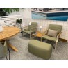 TILBUD Sidste lænestole beige med Oliven outdoor hynder. Udendørsstole uden vedligeholdelse