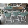 Utah barsæt hvidt og beton med mint farvede barstole. Gratis levering
