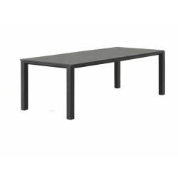Sidste beton havebord 230x100 cm med lava sort aluminiumsstel.