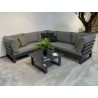LIFE Ibiza hjørnesofa med lys grå all weather hynder. Vedligeholdelsesfrit